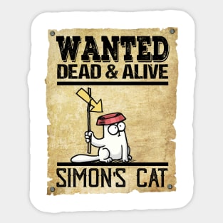 Wanted Dead And Alive Simons Cat Sticker